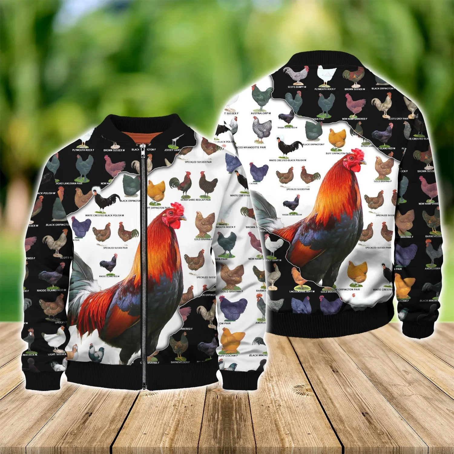 Many Type Rooster Farm Pattern 3D Full Print Sweatshirt Hoodie Bomber, Christmas Gift for Farmer