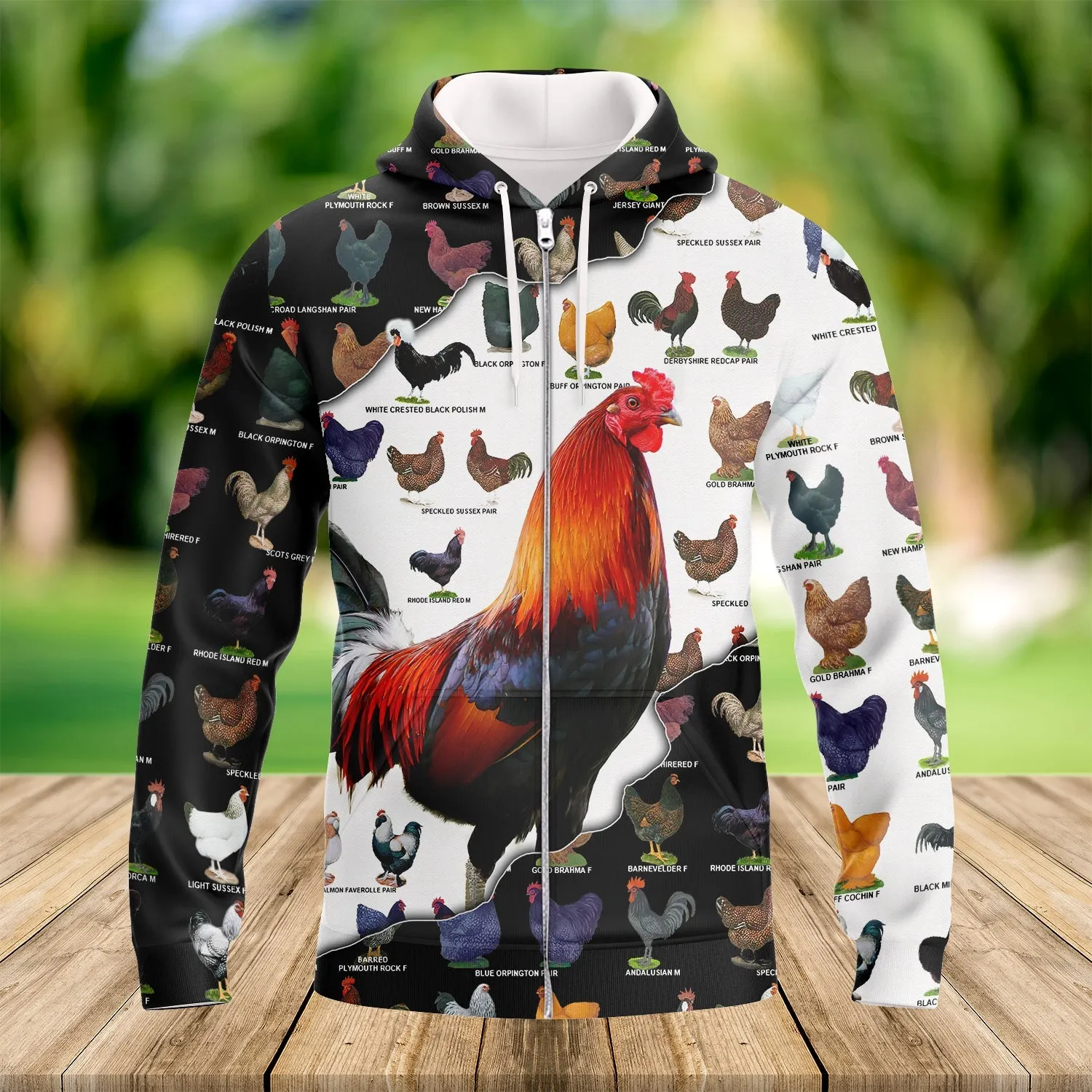 Many Type Rooster Farm Pattern 3D Full Print Sweatshirt Hoodie Bomber, Christmas Gift for Farmer