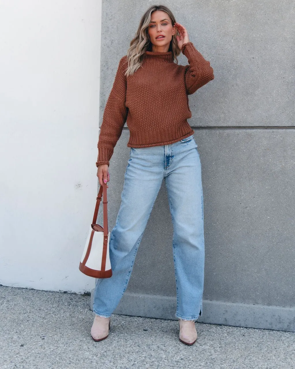 Maple Grove Chunky Turtleneck Sweater - Brown - FINAL SALE