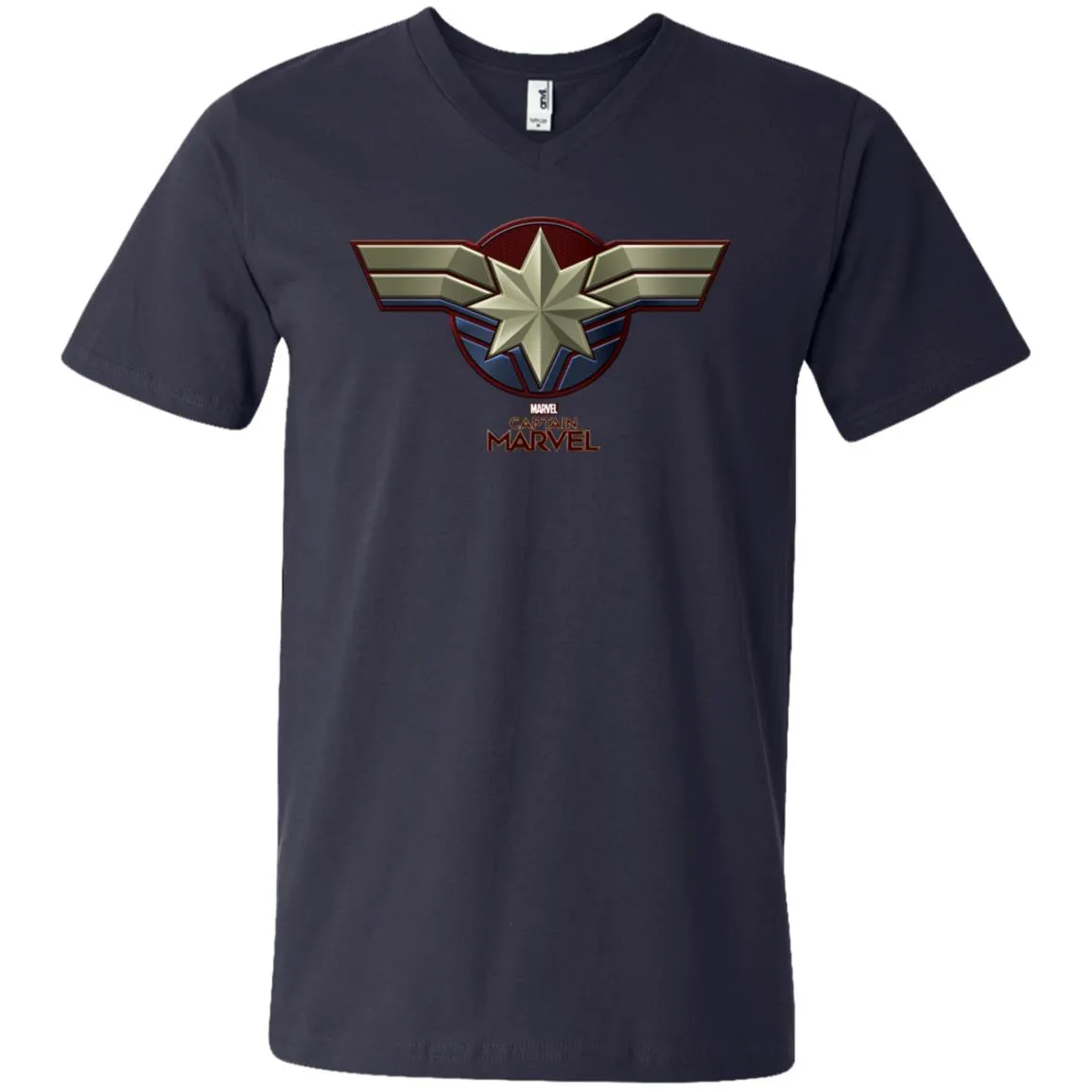 Marvel Captain Marvel Movie Chest Symbol Men V-Neck T-Shirt