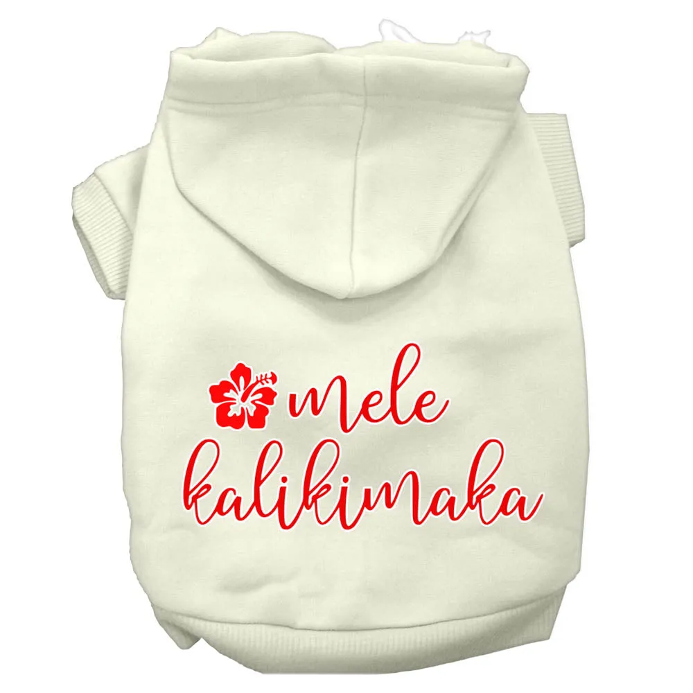 Mele Kalikimaka Screen Print Dog Hoodie Cream Xxl