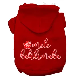 Mele Kalikimaka Screen Print Dog Hoodie Red Xs