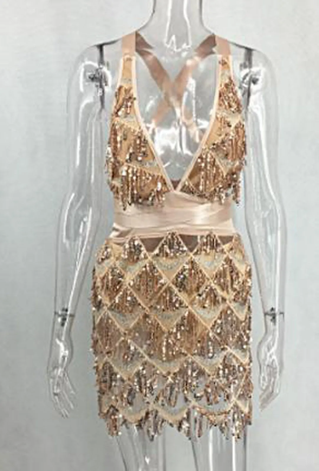 MIAH - DRIPPING SEQUINS DRESS