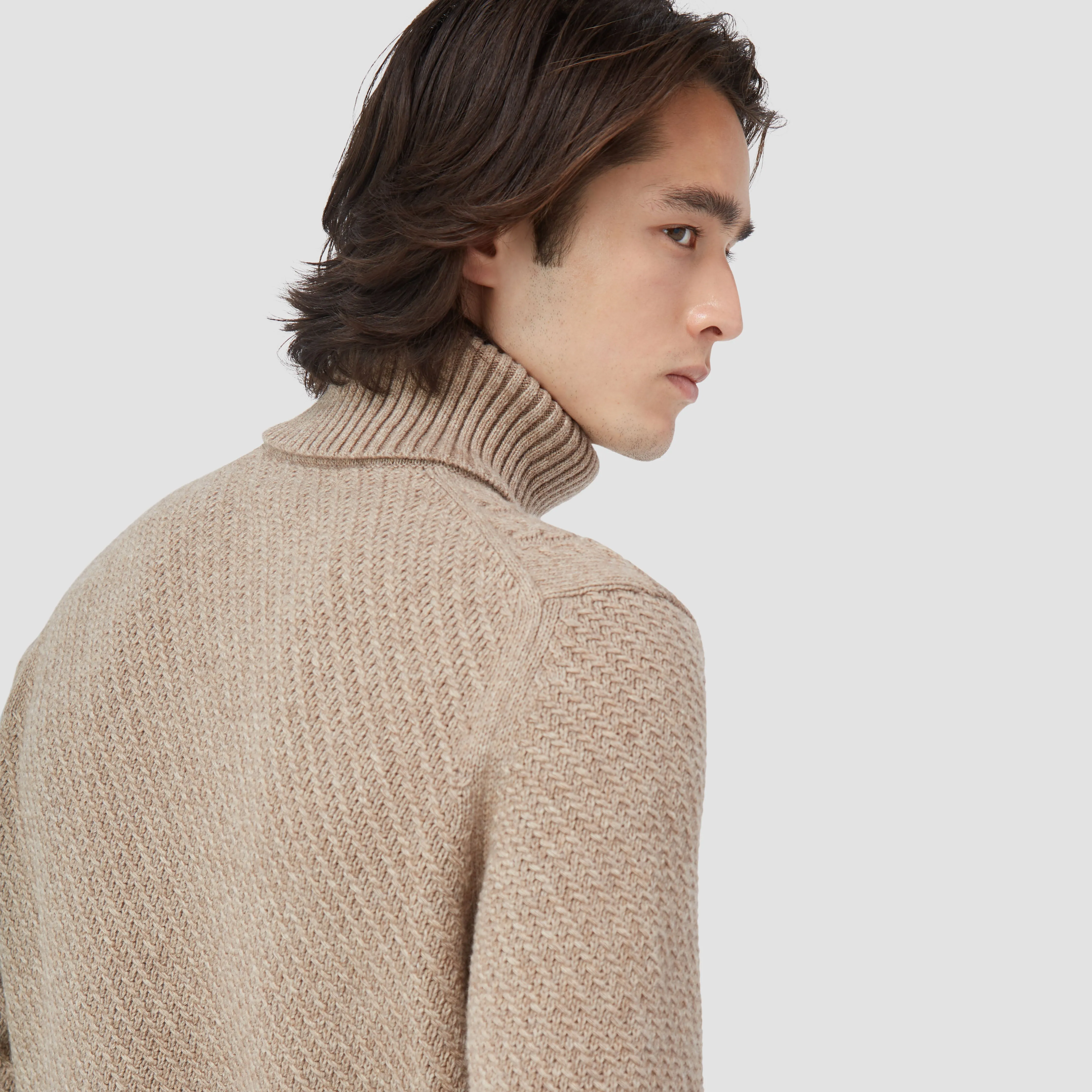 Mixed Stitch Turtleneck Sweater