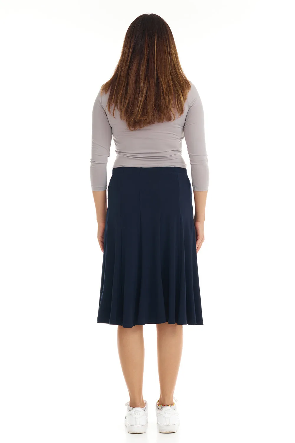 Navy Blue Below Knee Length Modest A-Line Skirt 'Florence'