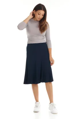 Navy Blue Below Knee Length Modest A-Line Skirt 'Florence'