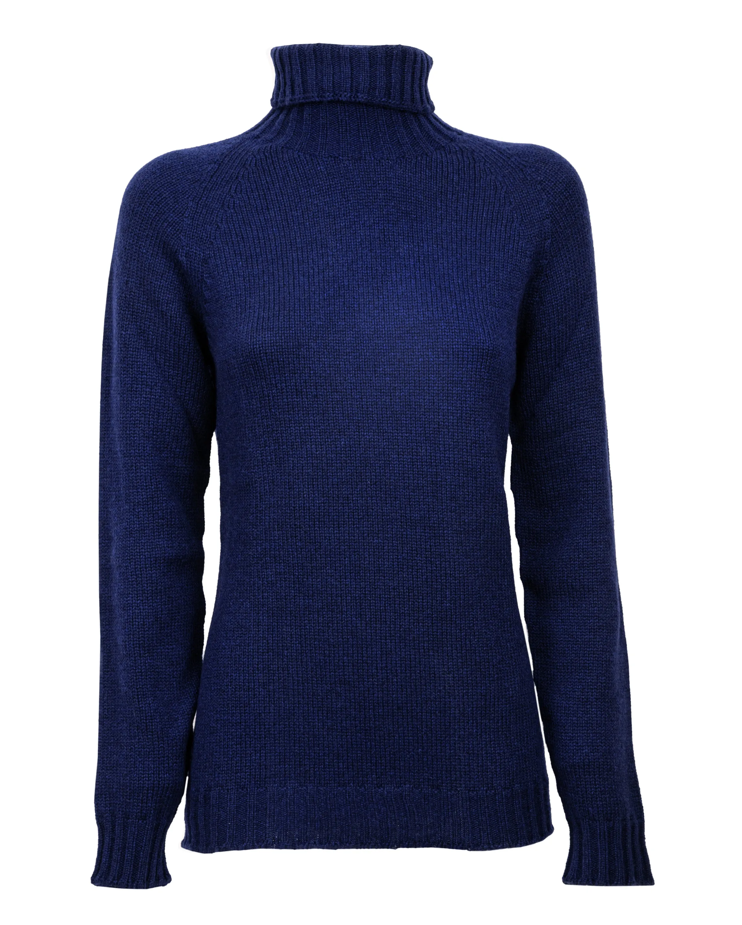 NEW FALL 24 - Women's Cashmere Raglan Sleeve Turtleneck Sweater Melange Blue