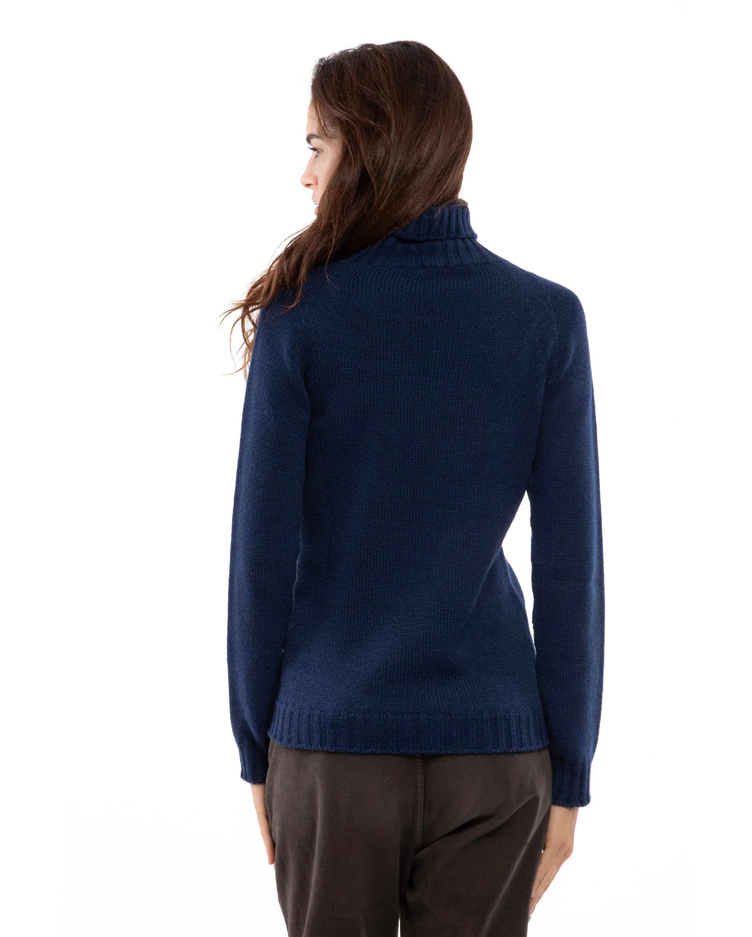 NEW FALL 24 - Women's Cashmere Raglan Sleeve Turtleneck Sweater Melange Blue