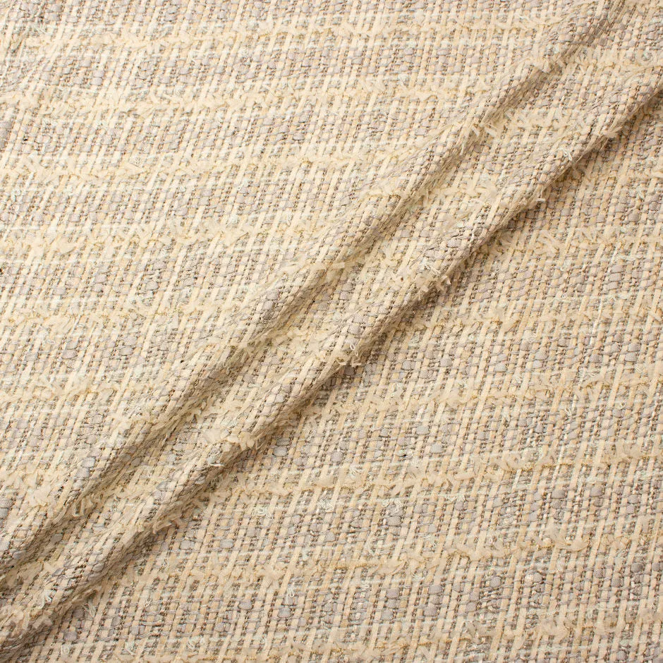 Pale Grey & Ivory Metallic Cotton Blend Bouclé