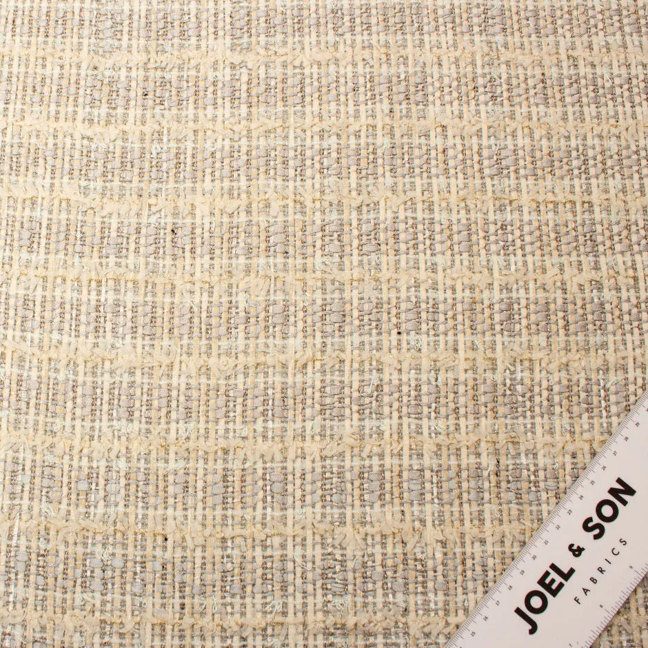 Pale Grey & Ivory Metallic Cotton Blend Bouclé