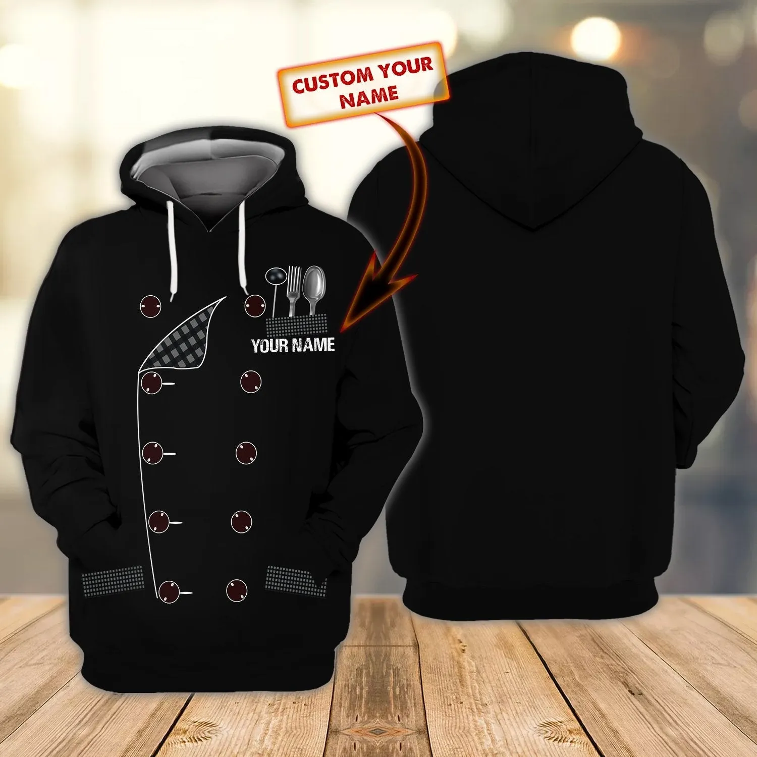 Personalized Name 3D Hoodie Chef Shirt, Idea Gift for Master Chef