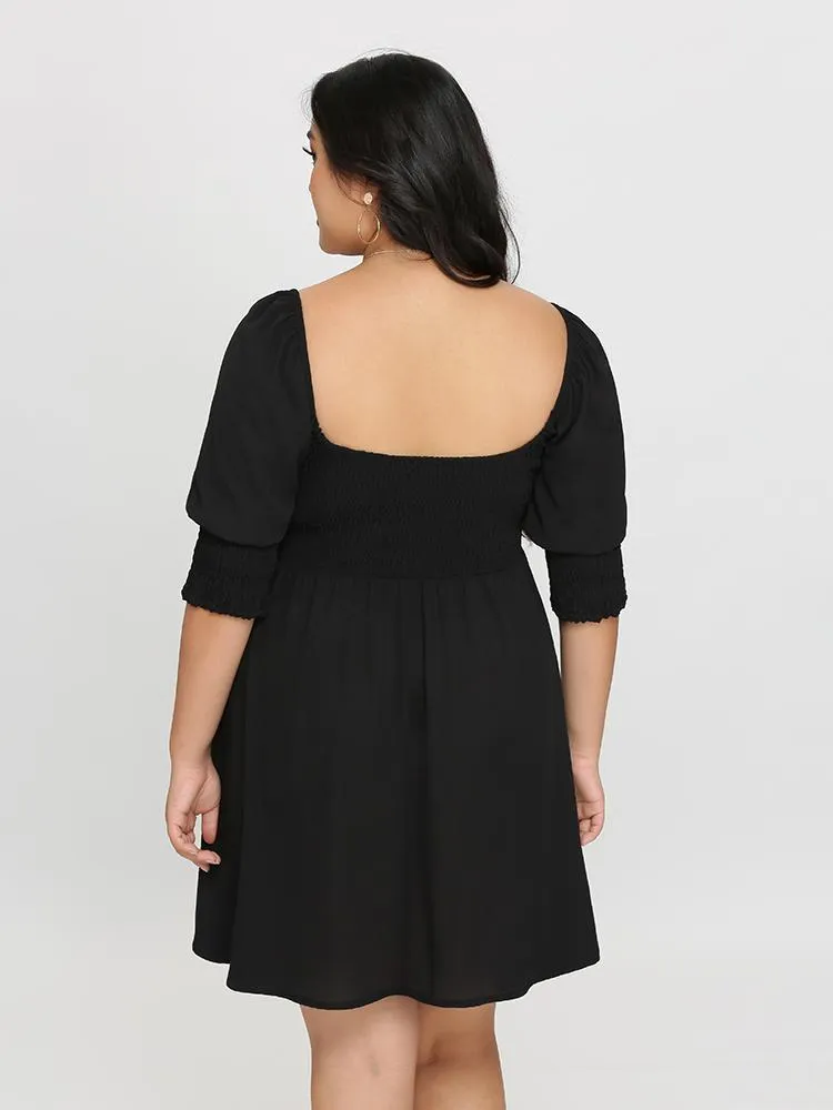 Pleated Hem Solid Dress