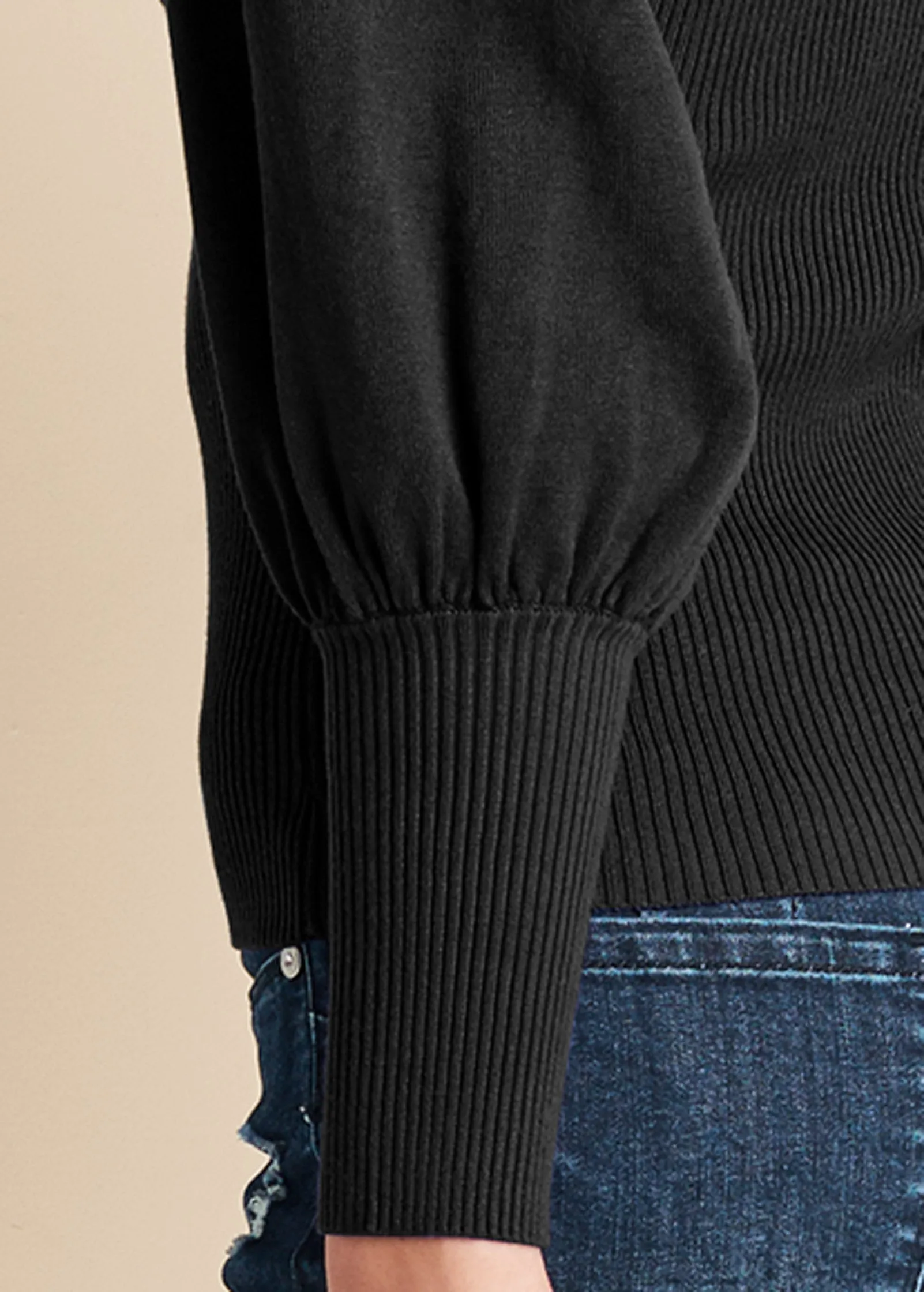 Puff Sleeve Sweater - Black