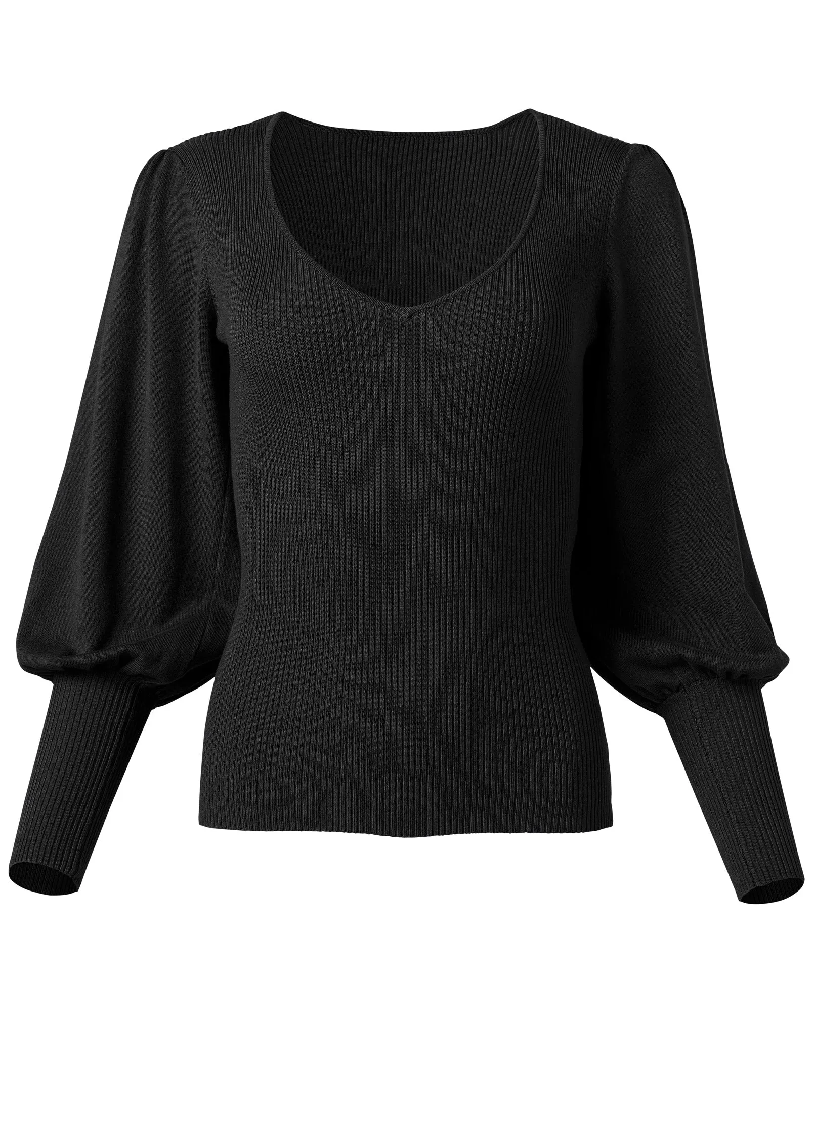 Puff Sleeve Sweater - Black