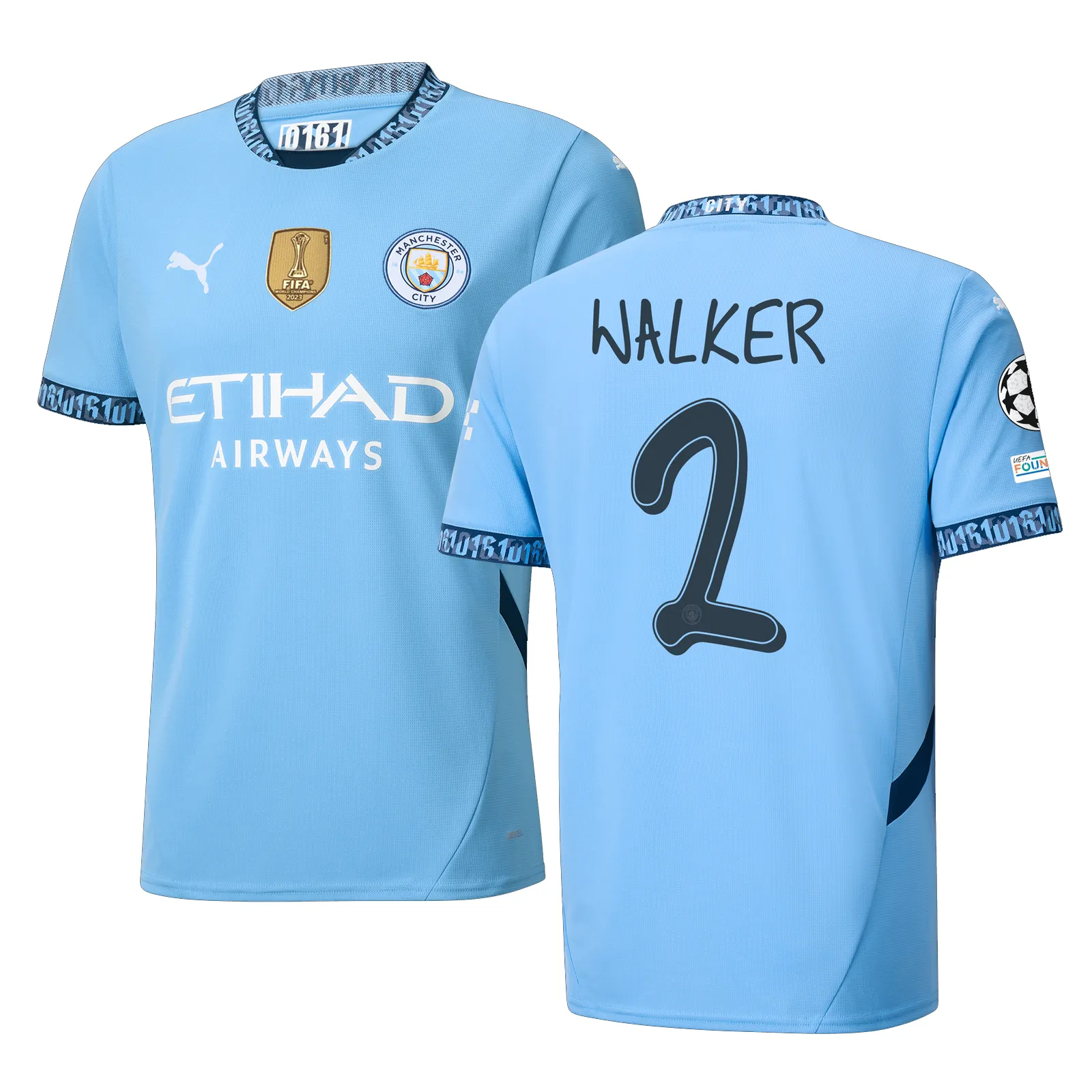 Puma Manchester City Kyle Walker Home Jersey w/ Champions League   Club World Cup Patch 24/25 (Team Light Blue/Marine Blue)