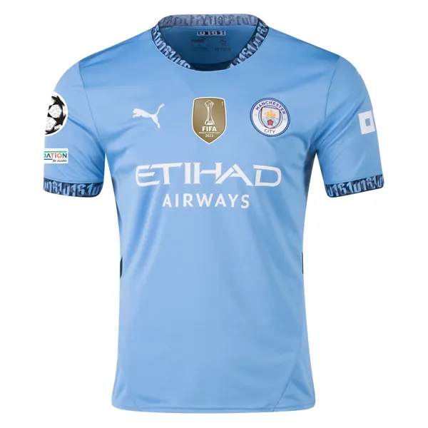 Puma Manchester City Kyle Walker Home Jersey w/ Champions League   Club World Cup Patch 24/25 (Team Light Blue/Marine Blue)