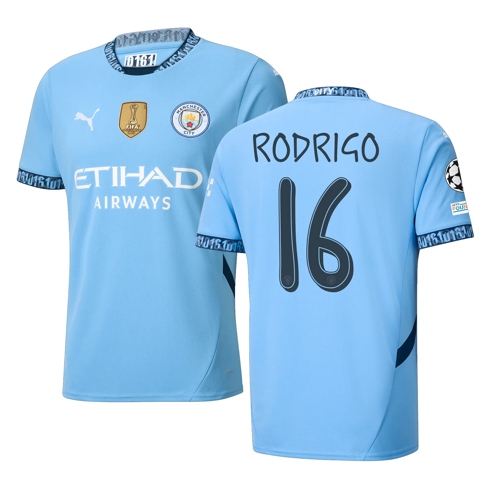 Puma Manchester City Rodrigo Home Jersey w/ Champions League   Club World Cup Patch 24/25 (Team Light Blue/Marine Blue)