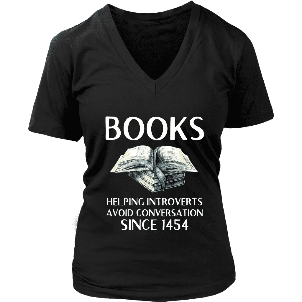 "Books" V-neck Tshirt