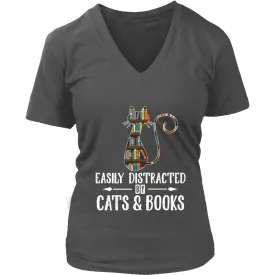 "Cats and books" V-neck Tshirt