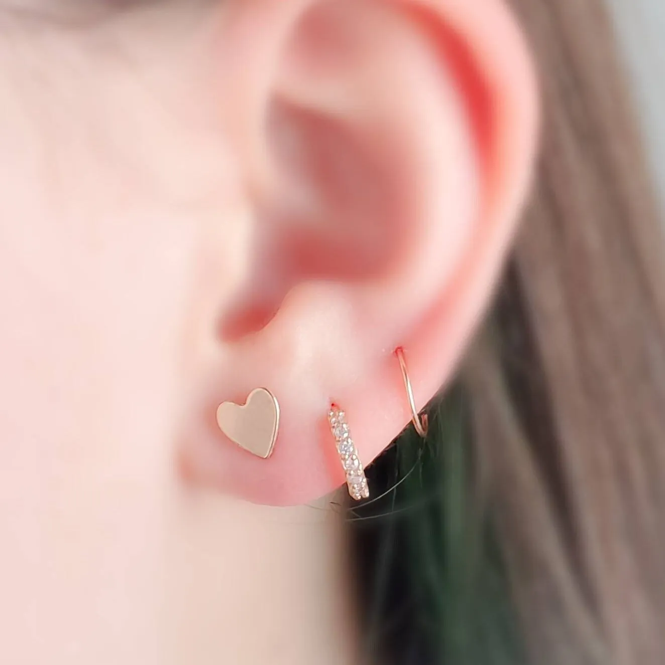 Rose Gold Heart Studs