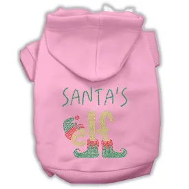 Santa's Elf Rhinestone Dog Hoodie Light Pink L (14)