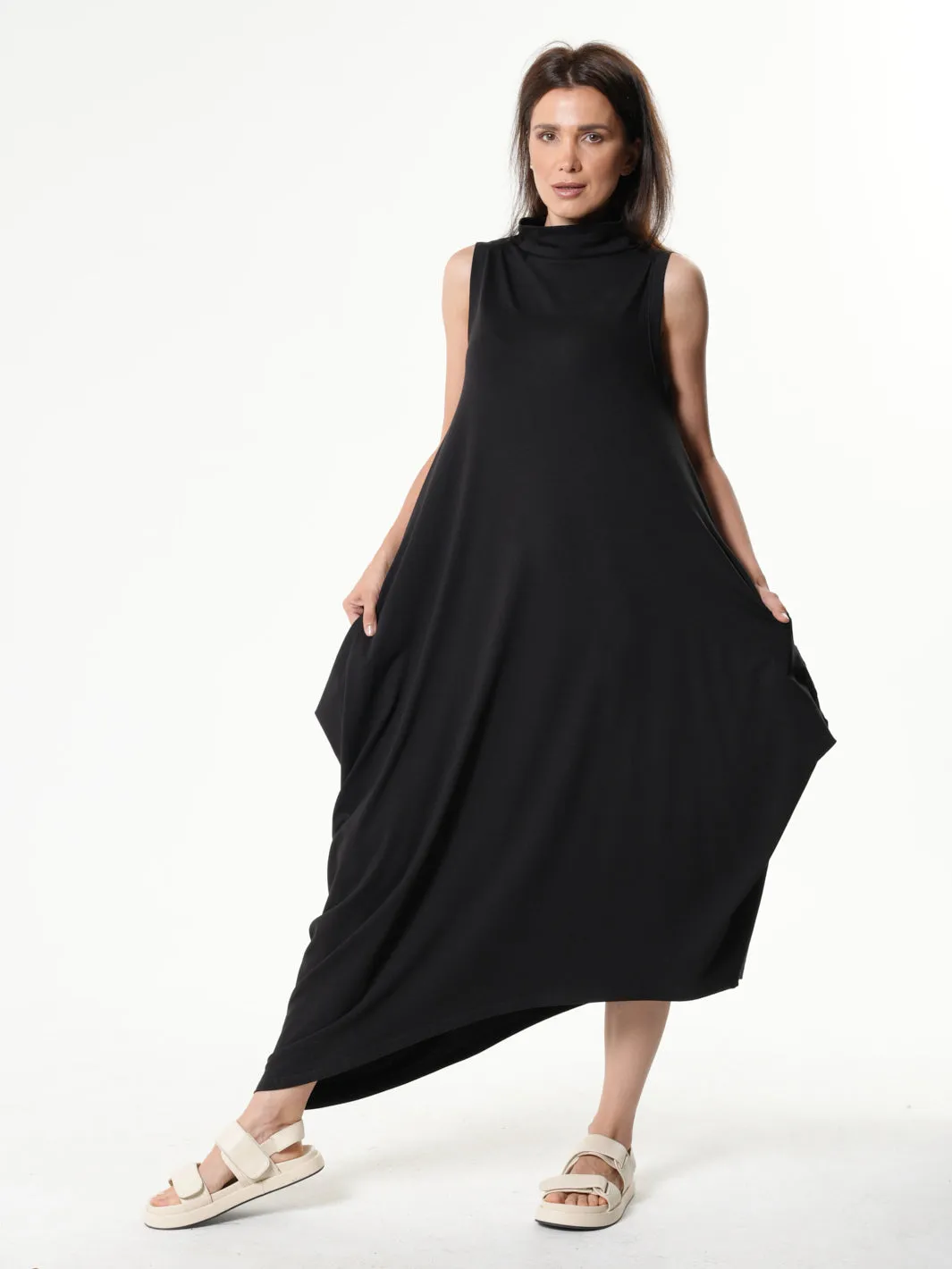 Sleeveless Cotton Dress In Black