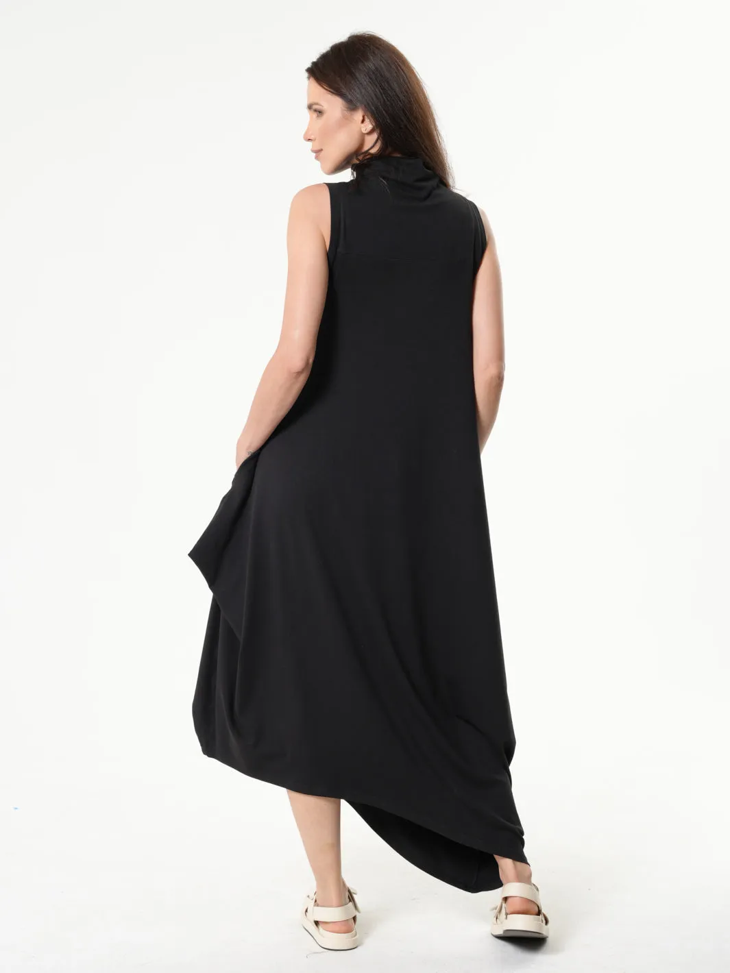 Sleeveless Cotton Dress In Black