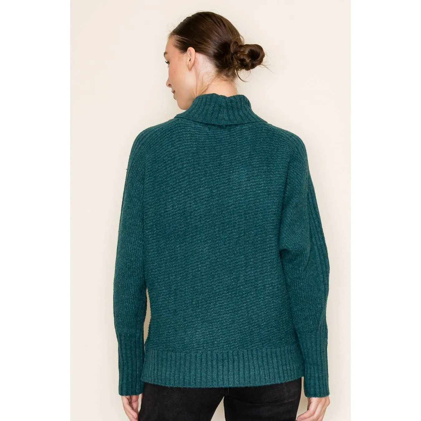 STACCATO - RIBBED TURTLE NECK LONG SLEEVE PULLOVER SWEATER