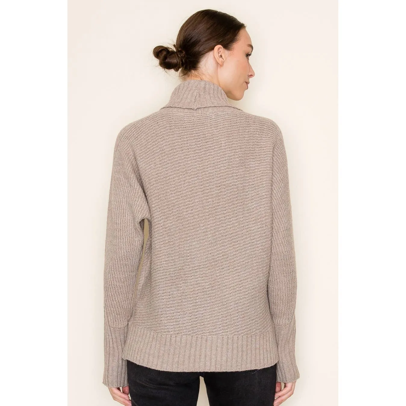 STACCATO - RIBBED TURTLE NECK LONG SLEEVE PULLOVER SWEATER