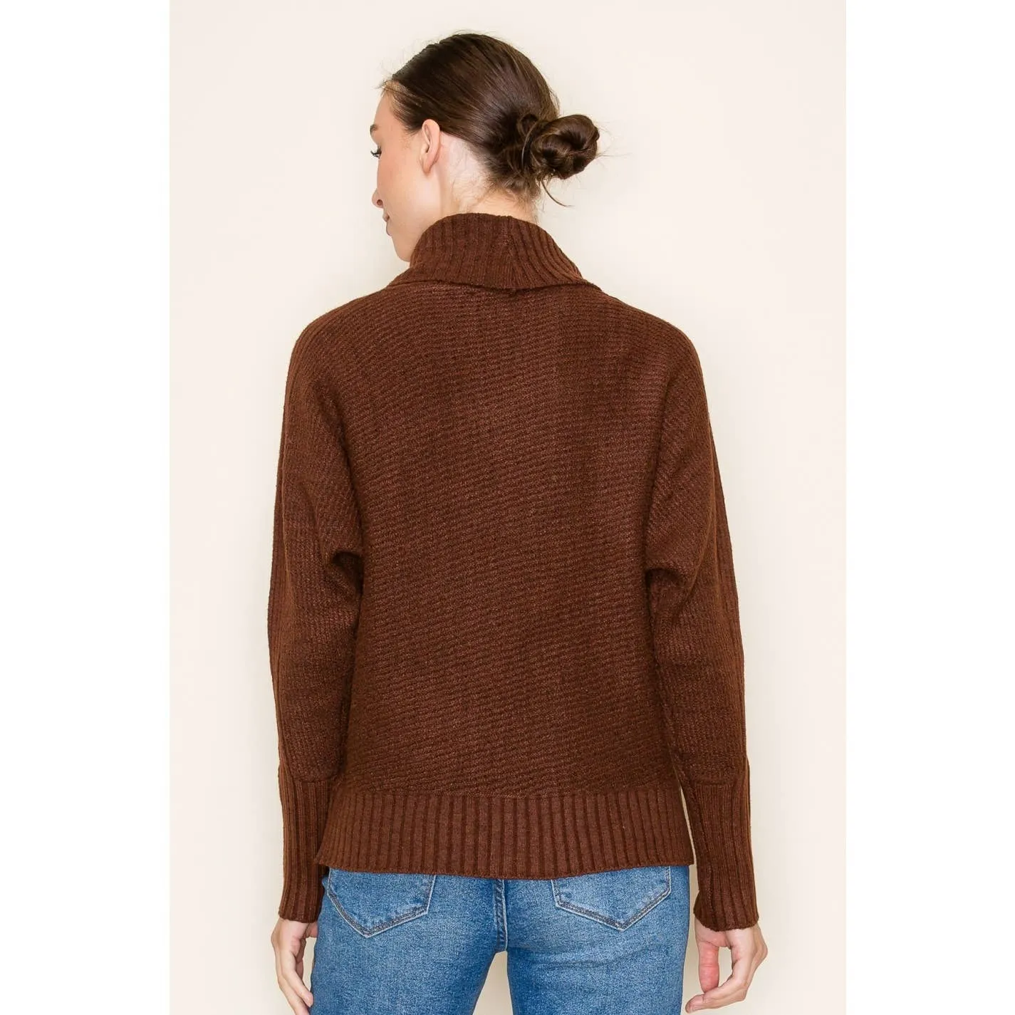 STACCATO - RIBBED TURTLE NECK LONG SLEEVE PULLOVER SWEATER