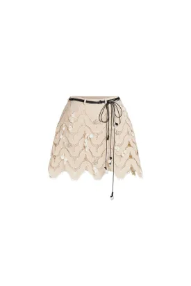 Stanton A-line Wavy Embroidered Lace Mini Skirt