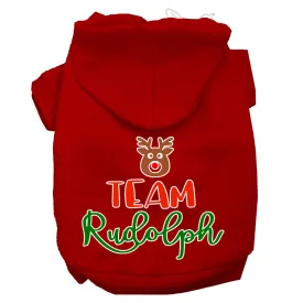 Team Rudolph Screen Print Dog Hoodie Red S