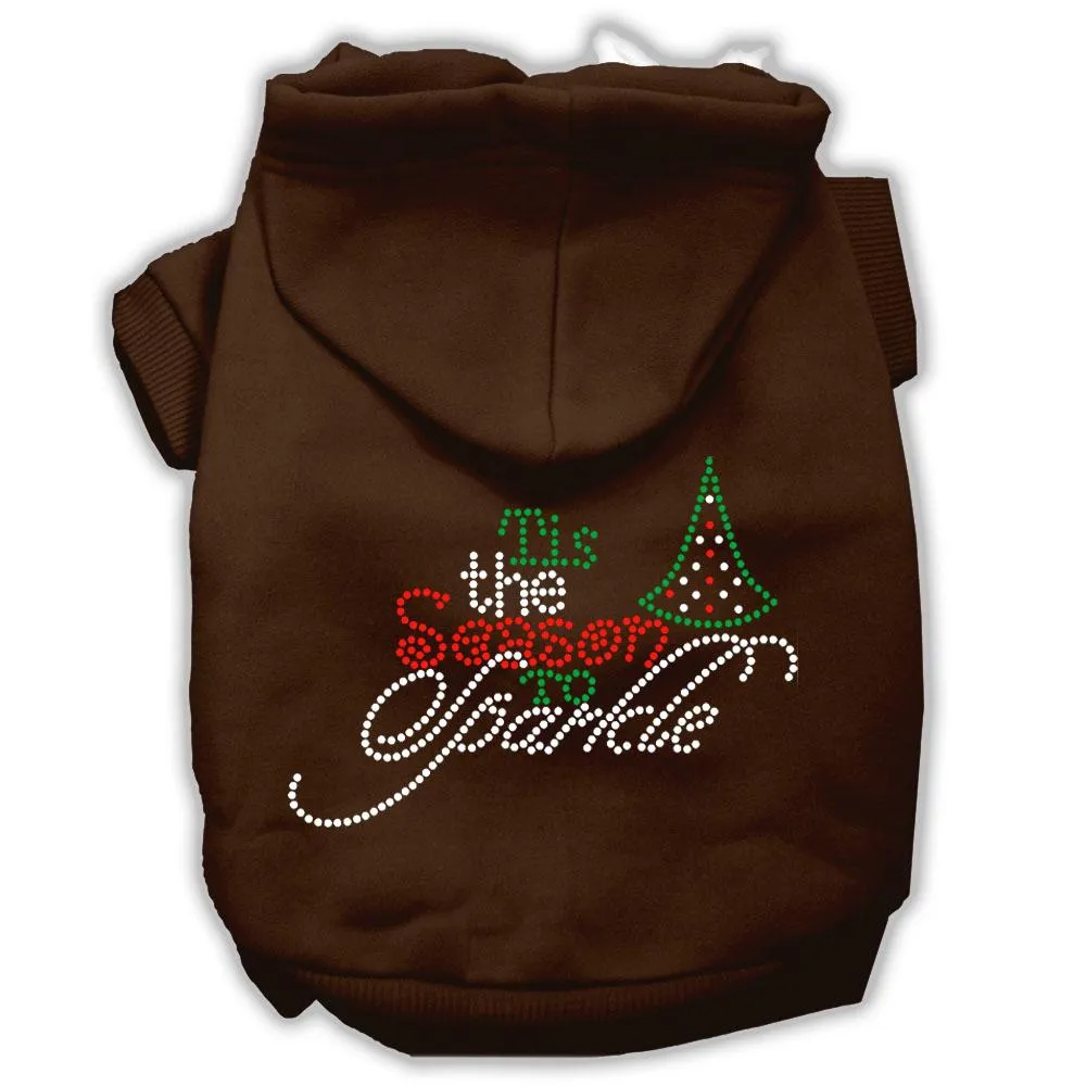 Tis The Season To Sparkle Rhinestone Dog Hoodie Brown L (14)