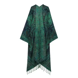 Verde Verdi Green Paisley Kimono Coat Reversible