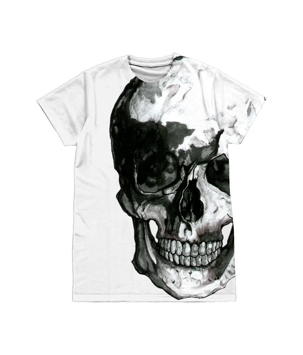 Vintage Treatment Half Skull White Tee