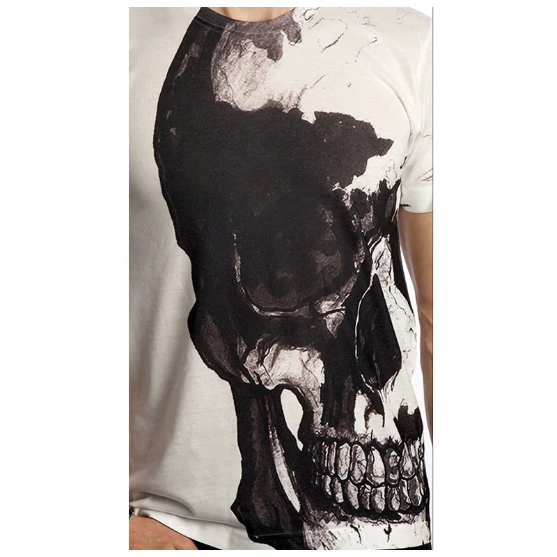 Vintage Treatment Half Skull White Tee