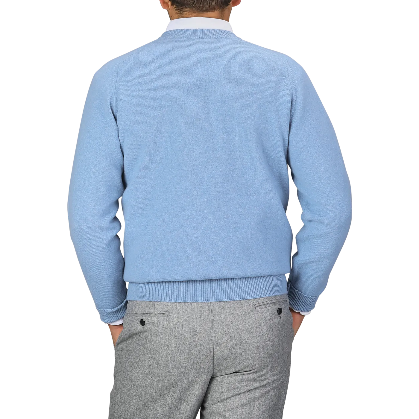 William Lockie x Julian's Lt.Blue V-Neck Lambswool Sweater