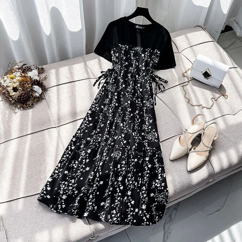 Women's Fashion Elegant Floral Chiffon Dress