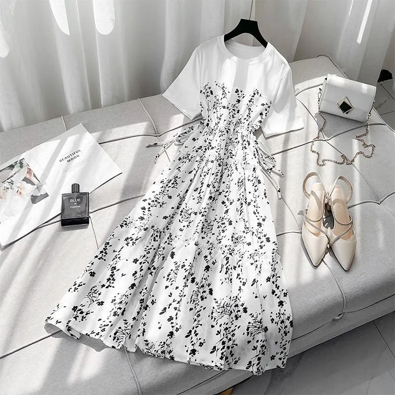 Women's Fashion Elegant Floral Chiffon Dress