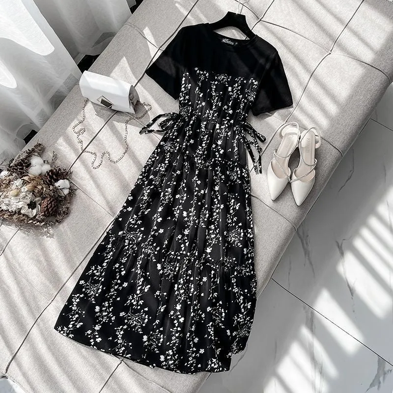 Women's Fashion Elegant Floral Chiffon Dress